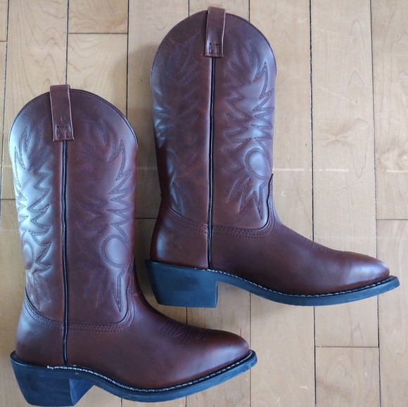 Men's Brown Leather Cowboy Boots - Picture 5 of 10